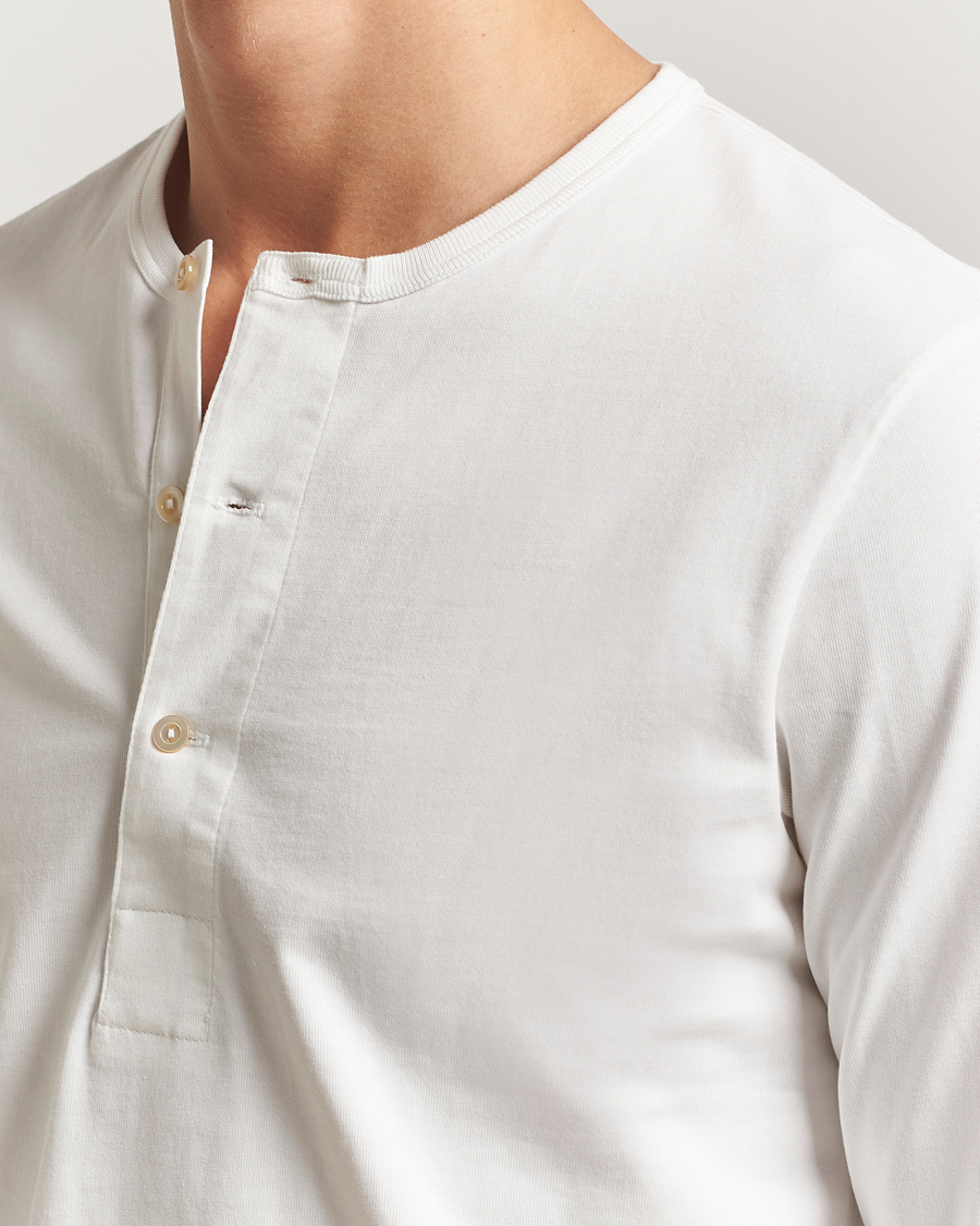 Heren | T-shirts | Merz b. Schwanen | Classic Fit Sturdy Organic Cotton Henley White