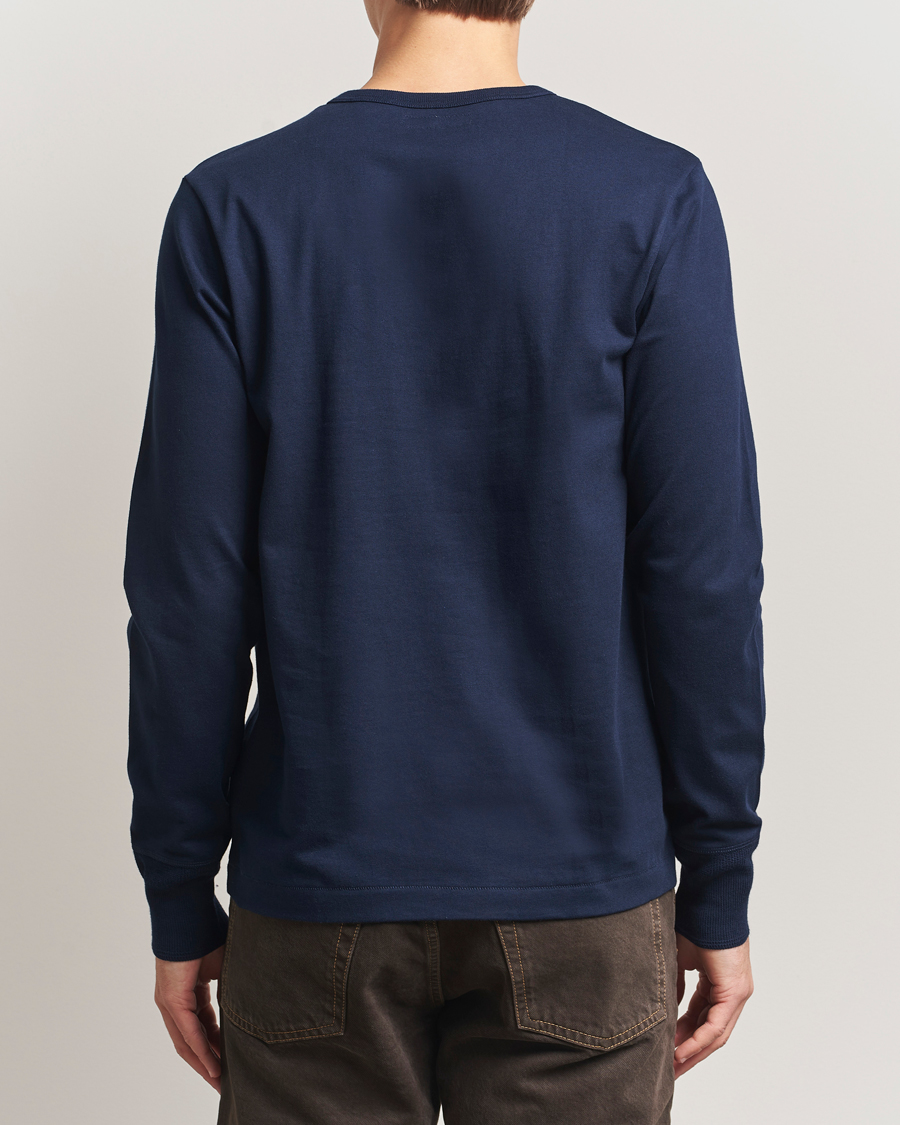 Heren | Truien | Merz b. Schwanen | Classic Fit Sturdy Organic Cotton Henley Ink Blue