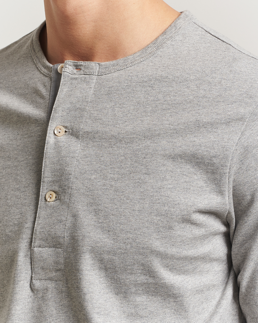 Heren | Truien | Merz b. Schwanen | Classic Fit Sturdy Organic Cotton Henley Grey Melange