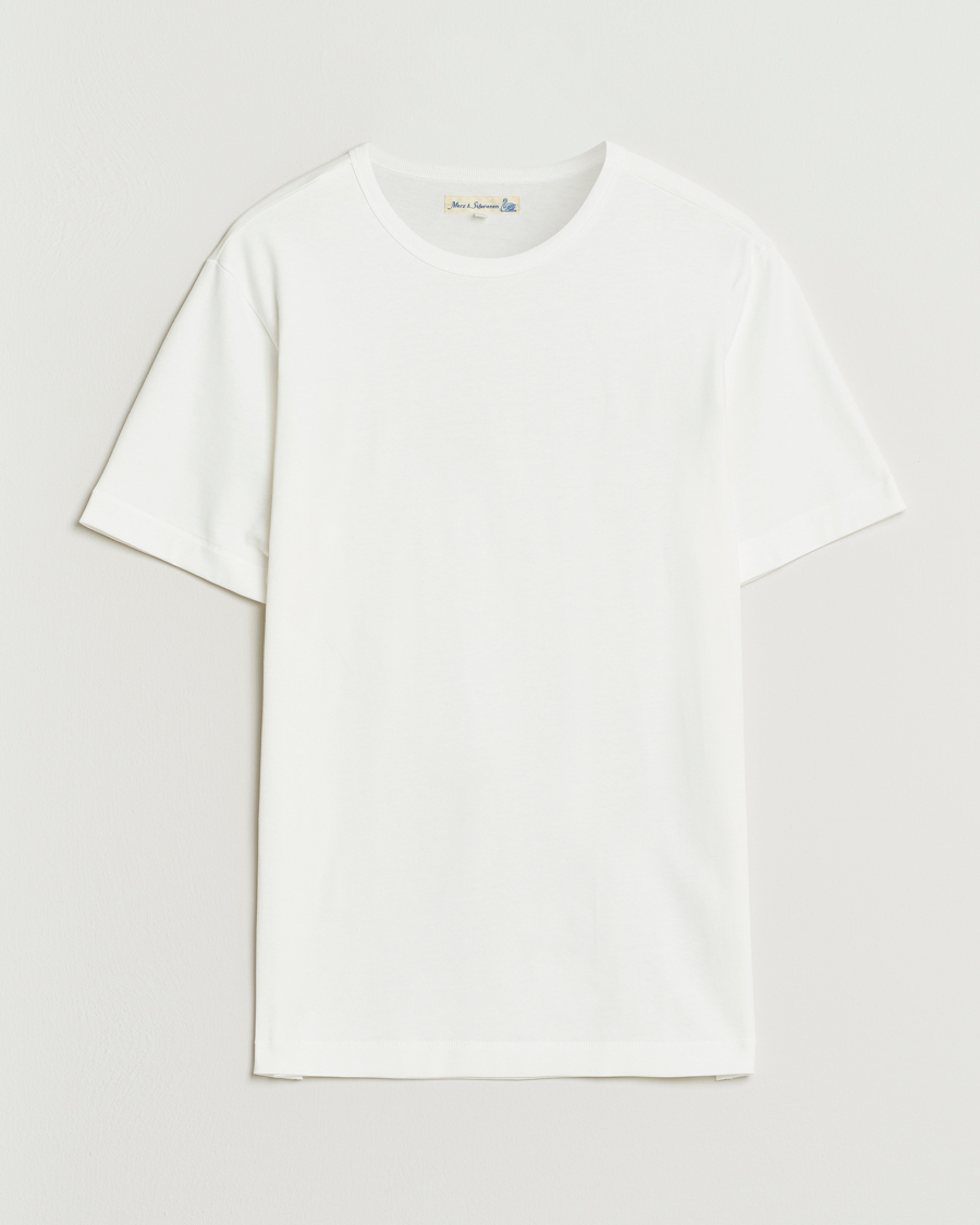 Heren | T-shirts | Merz b. Schwanen | Classic Fit Sturdy Loopwheeled T-Shirt White
