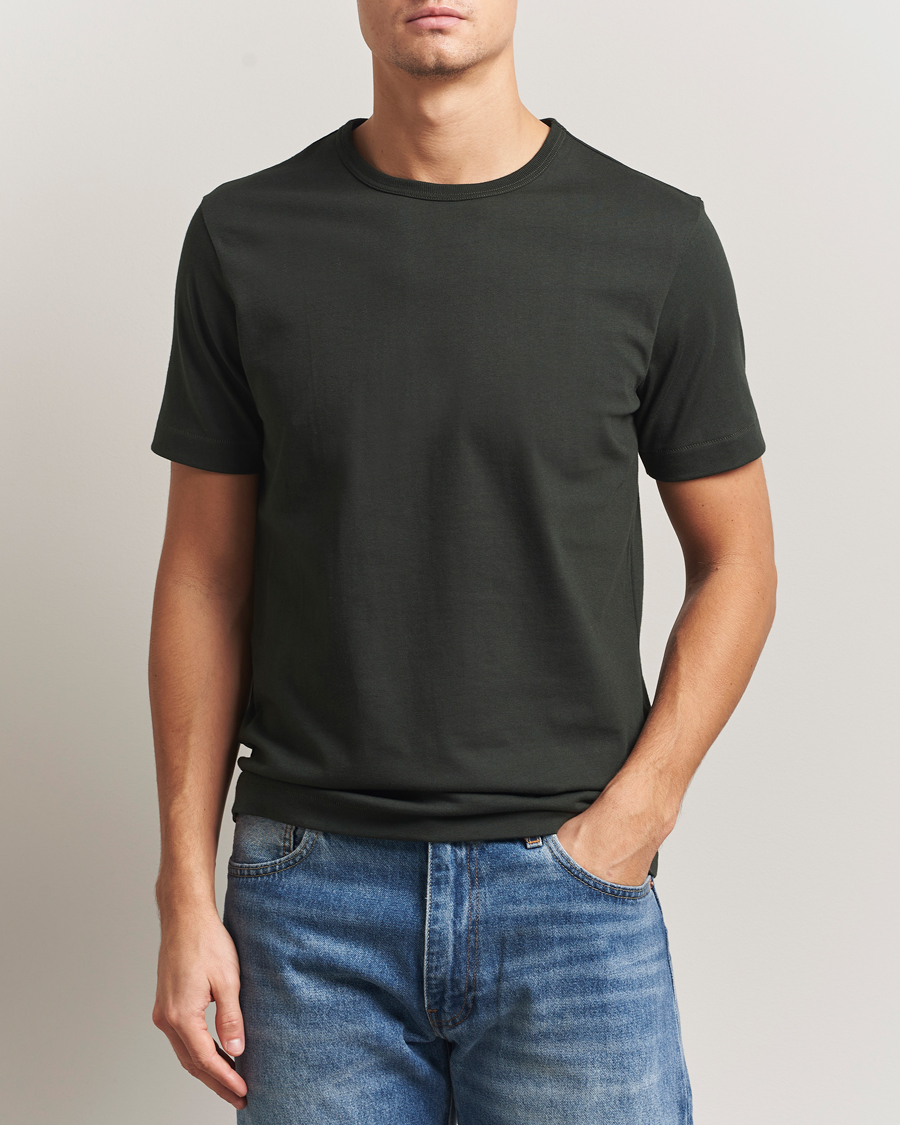 Heren | T-shirts | Merz b. Schwanen | Classic Fit Sturdy T-Shirt Forest Green