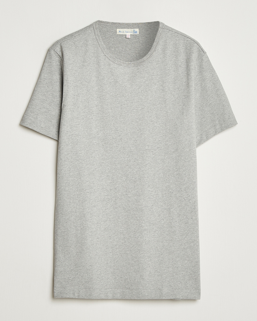 Heren | T-shirts | Merz b. Schwanen | Classic Fit Sturdy T-Shirt Grey Melange