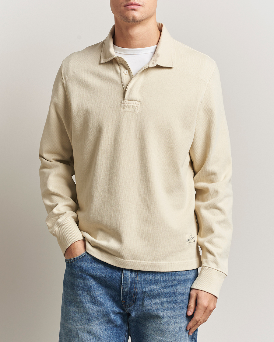 Heren | Truien | Merz b. Schwanen | Relaxed Fit Vintage Cotton Rugby Shirt Nature