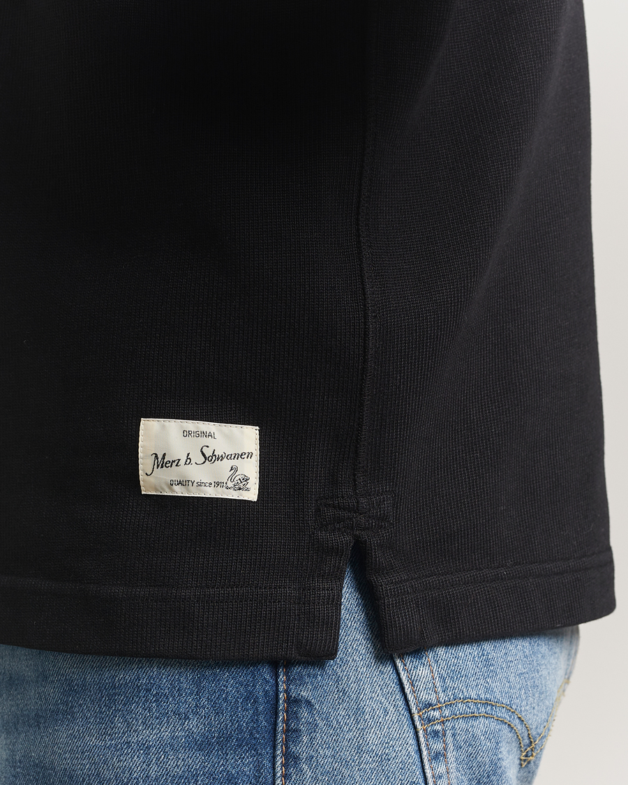 Heren | Truien | Merz b. Schwanen | Relaxed Fit Vintage Cotton Rugby Shirt Black