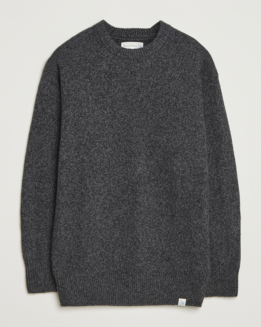 Heren | Truien | Merz b. Schwanen | Merino/Cashmere Knitted Sweater Dark Grey Melange