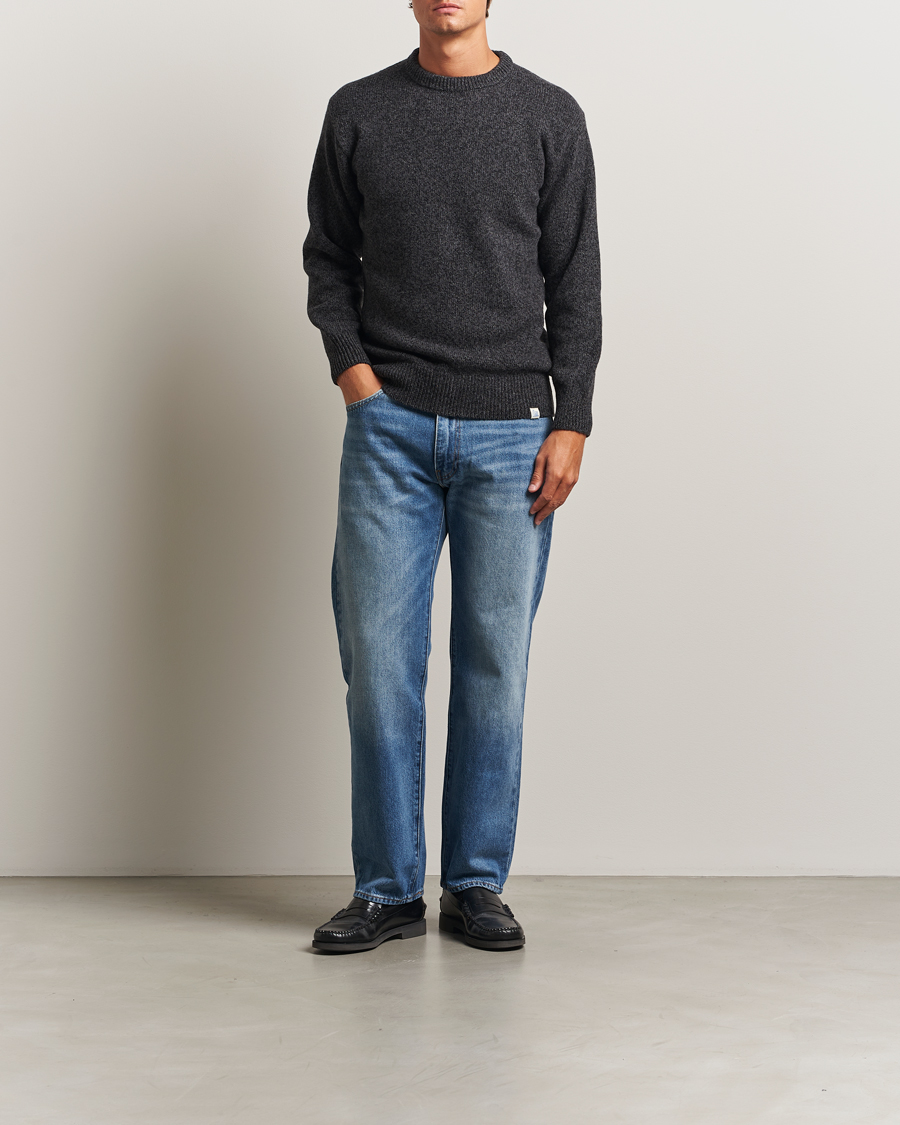 Heren | Truien | Merz b. Schwanen | Merino/Cashmere Knitted Sweater Dark Grey Melange