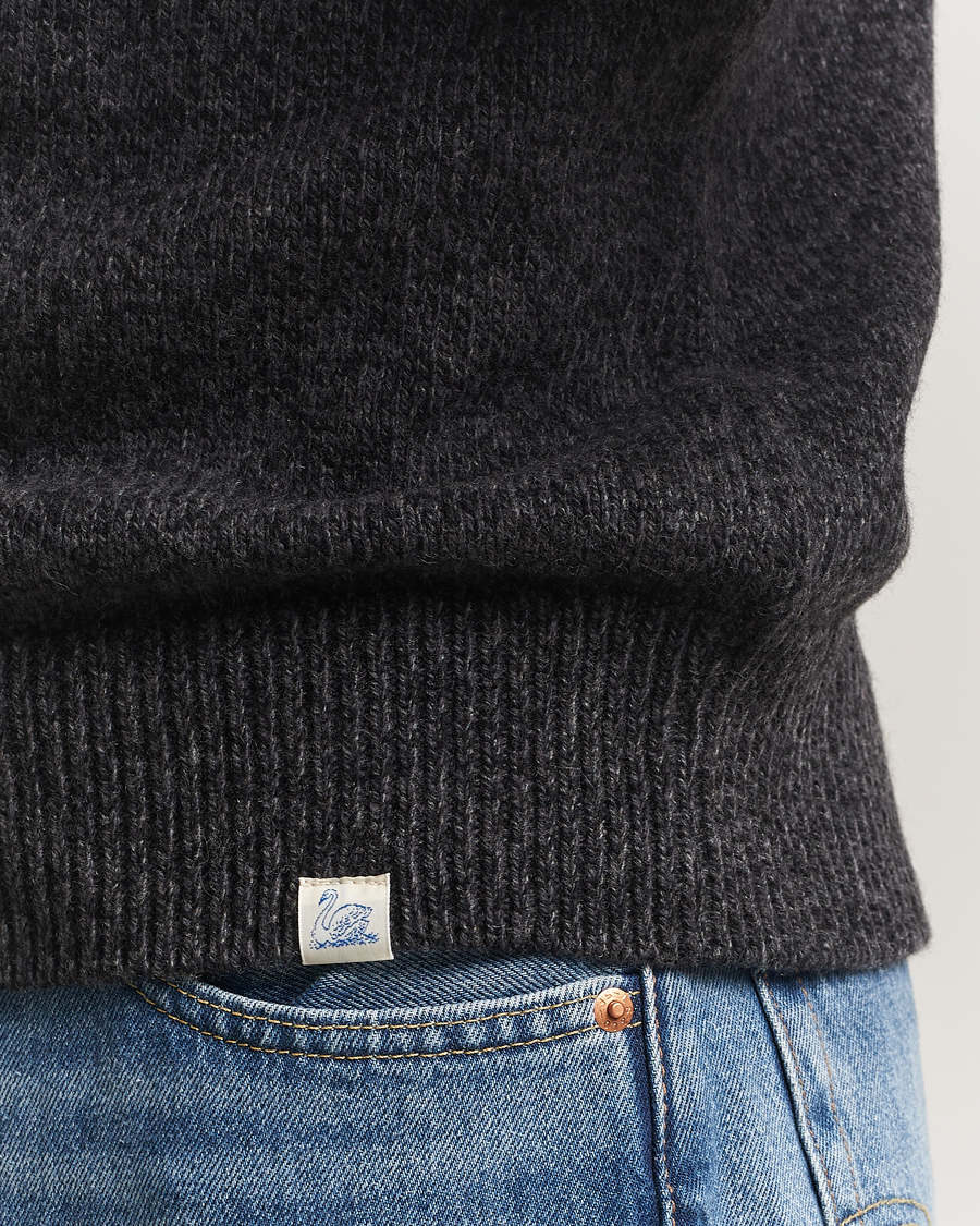 Heren | Truien | Merz b. Schwanen | Merino/Cashmere Knitted Sweater Dark Grey Melange