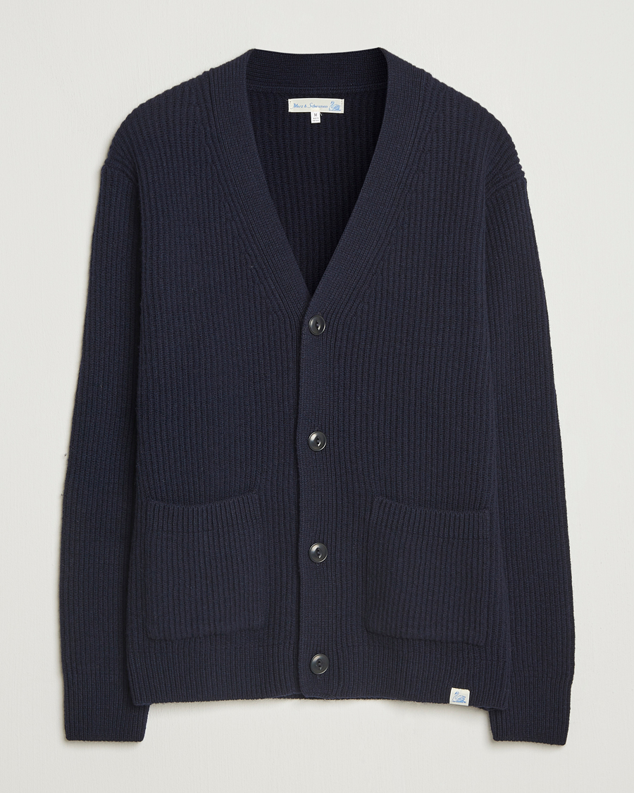 Heren | Truien | Merz b. Schwanen | Merino/Cashmere Knitted Cardigan Dark Navy