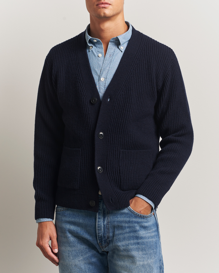 Heren | Truien | Merz b. Schwanen | Merino/Cashmere Knitted Cardigan Dark Navy