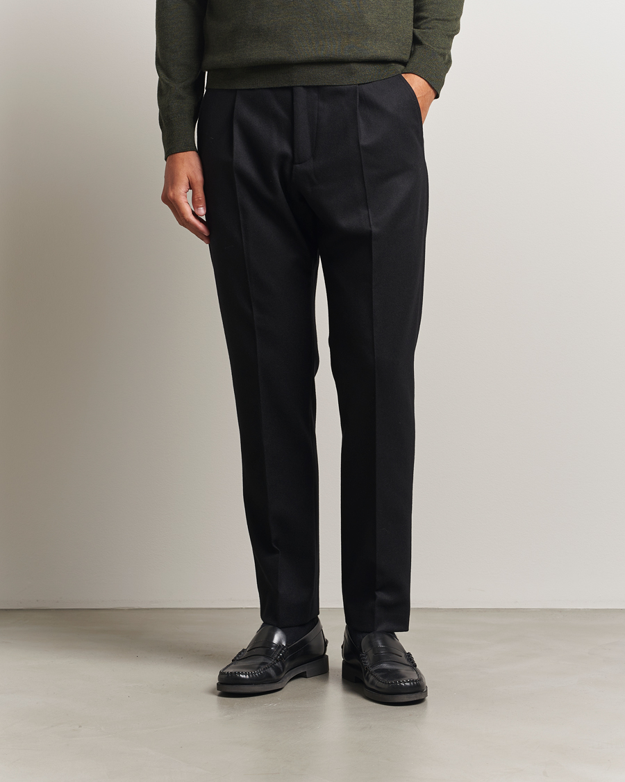 Heren | Broeken | NN07 | Bill Wool Pleated Trousers Black