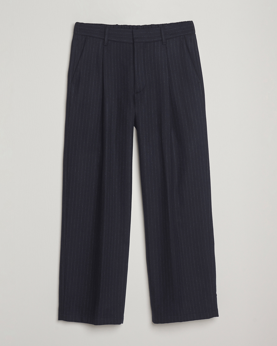 Heren | Broeken | NN07 | Kay Wool Pleated Pinstriped Trousers Navy Blue
