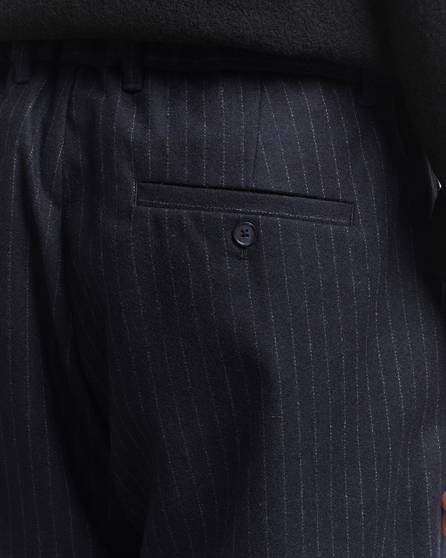 Heren | Broeken | NN07 | Kay Wool Pleated Pinstriped Trousers Navy Blue