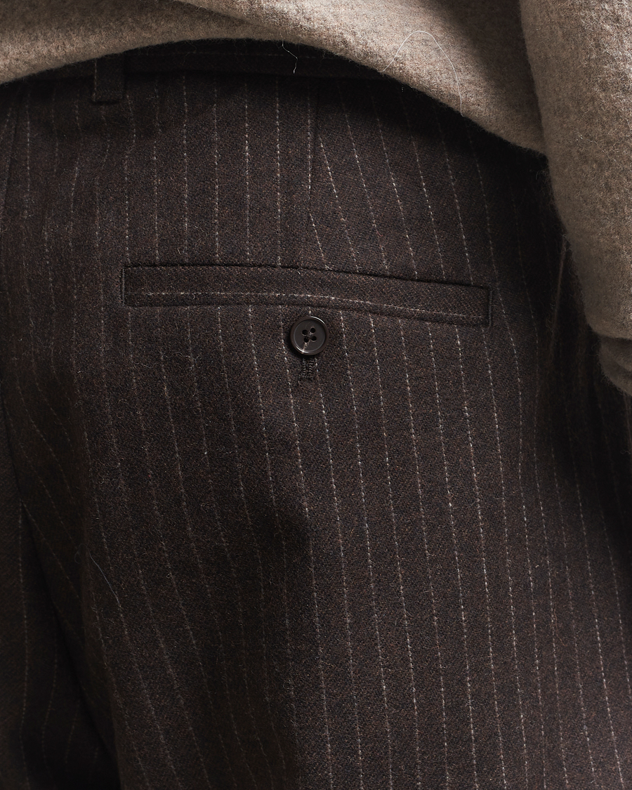 Heren | Broeken | NN07 | Kay Wool Pleated Pinstriped Trousers Brown