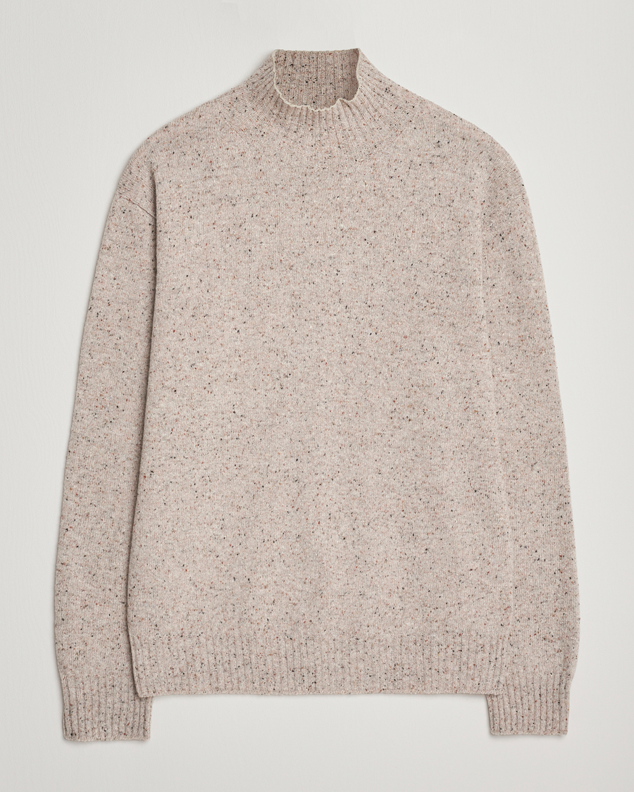 Heren | Truien | NN07 | Aksel Wool Donegal Knitted Mock Neck Ivory
