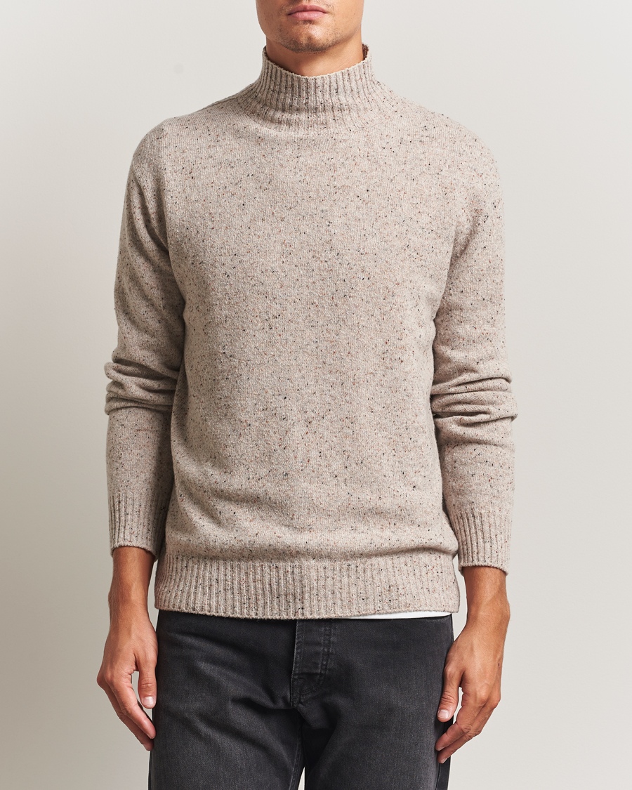 Heren | Truien | NN07 | Aksel Wool Donegal Knitted Mock Neck Ivory