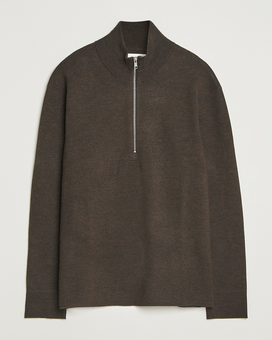 Heren | Truien | NN07 | Harald Cotton/Modal Half Zip Demitasse Brown