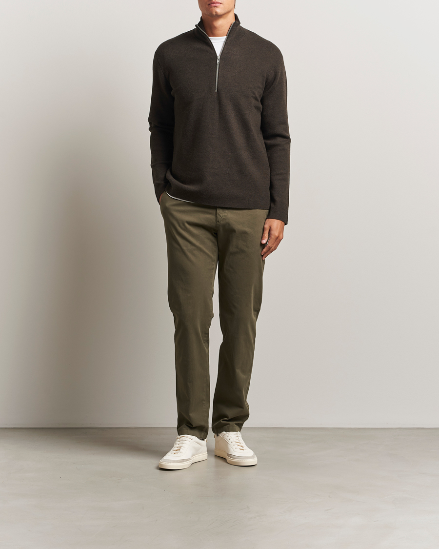 Heren | Truien | NN07 | Harald Cotton/Modal Half Zip Demitasse Brown