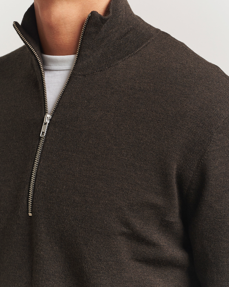 Heren | Truien | NN07 | Harald Cotton/Modal Half Zip Demitasse Brown