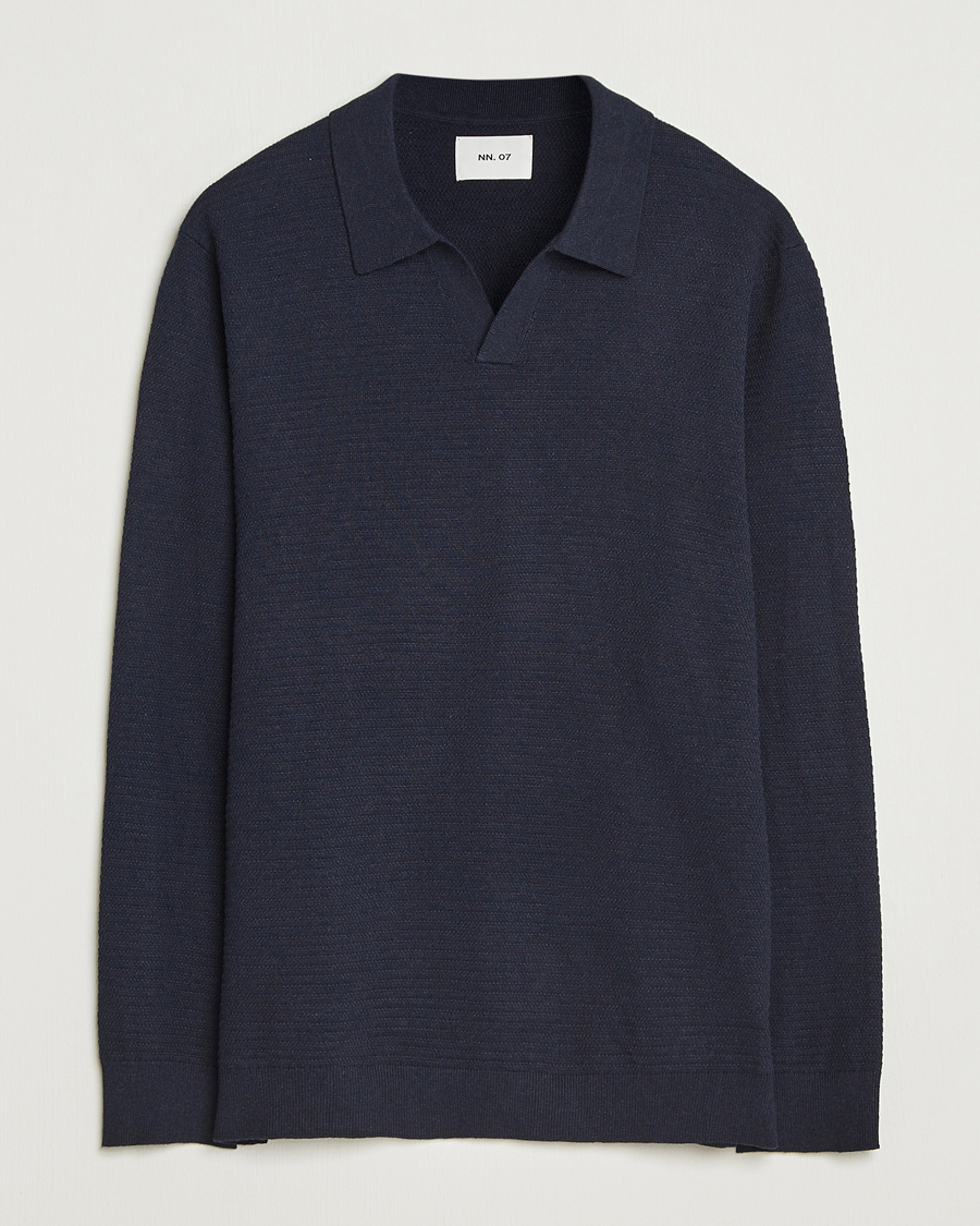 Heren | Truien | NN07 | Paul Cotton Knitted Polo Deep Navy