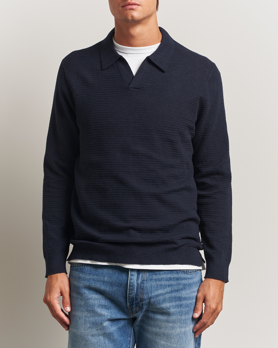 Heren | Truien | NN07 | Paul Cotton Knitted Polo Deep Navy