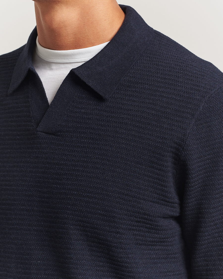 Heren | Truien | NN07 | Paul Cotton Knitted Polo Deep Navy
