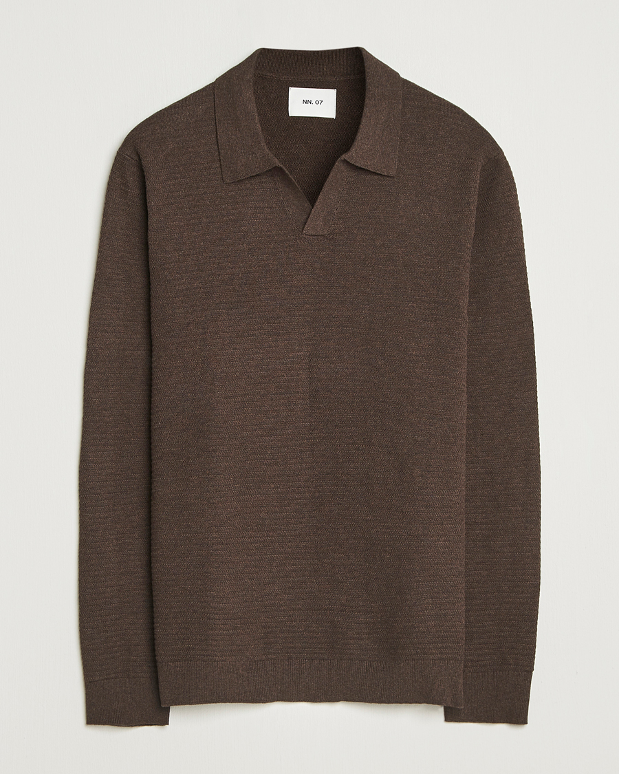 Heren | Truien | NN07 | Paul Cotton Knitted Polo Demitasse Brown