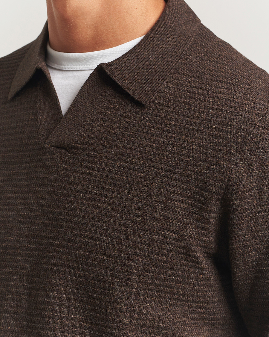Heren | Truien | NN07 | Paul Cotton Knitted Polo Demitasse Brown