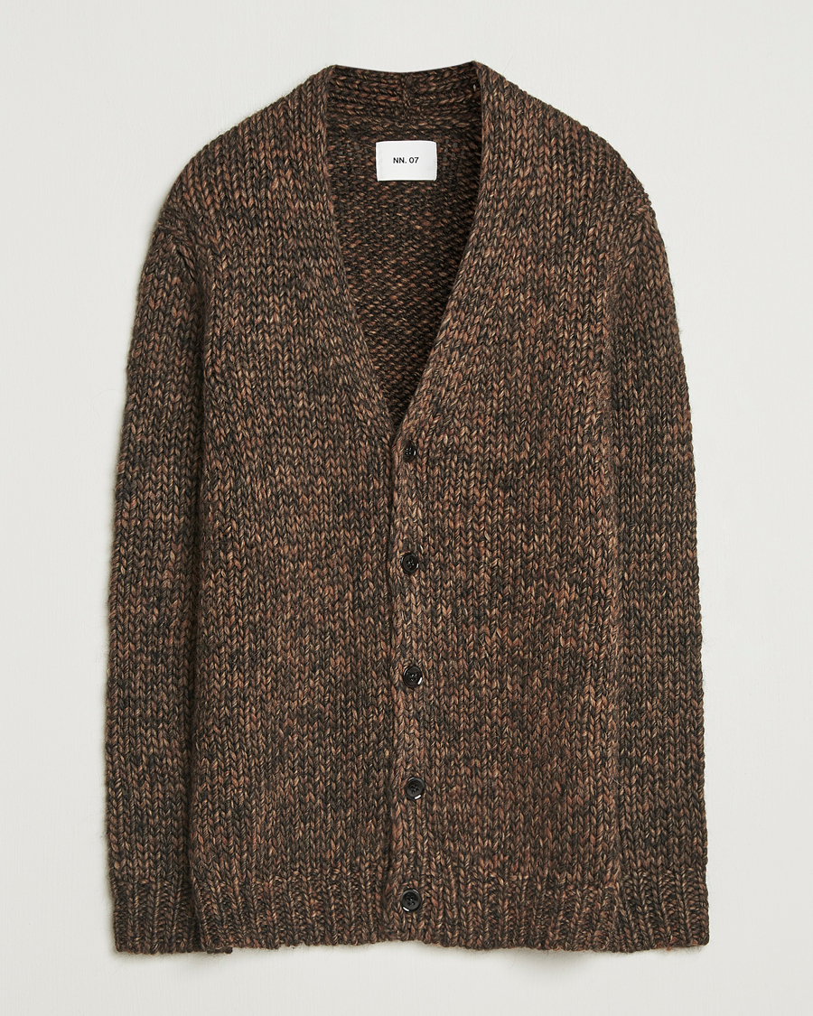 Heren | Truien | NN07 | Osky Heavy Knitted Cardigan Demitasse Brown