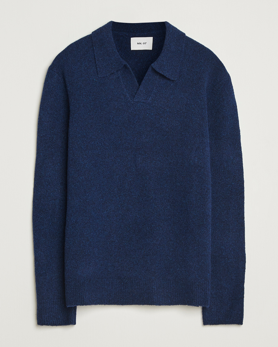 Heren | Truien | NN07 | Hope Wool Knitted Polo Navy Blue