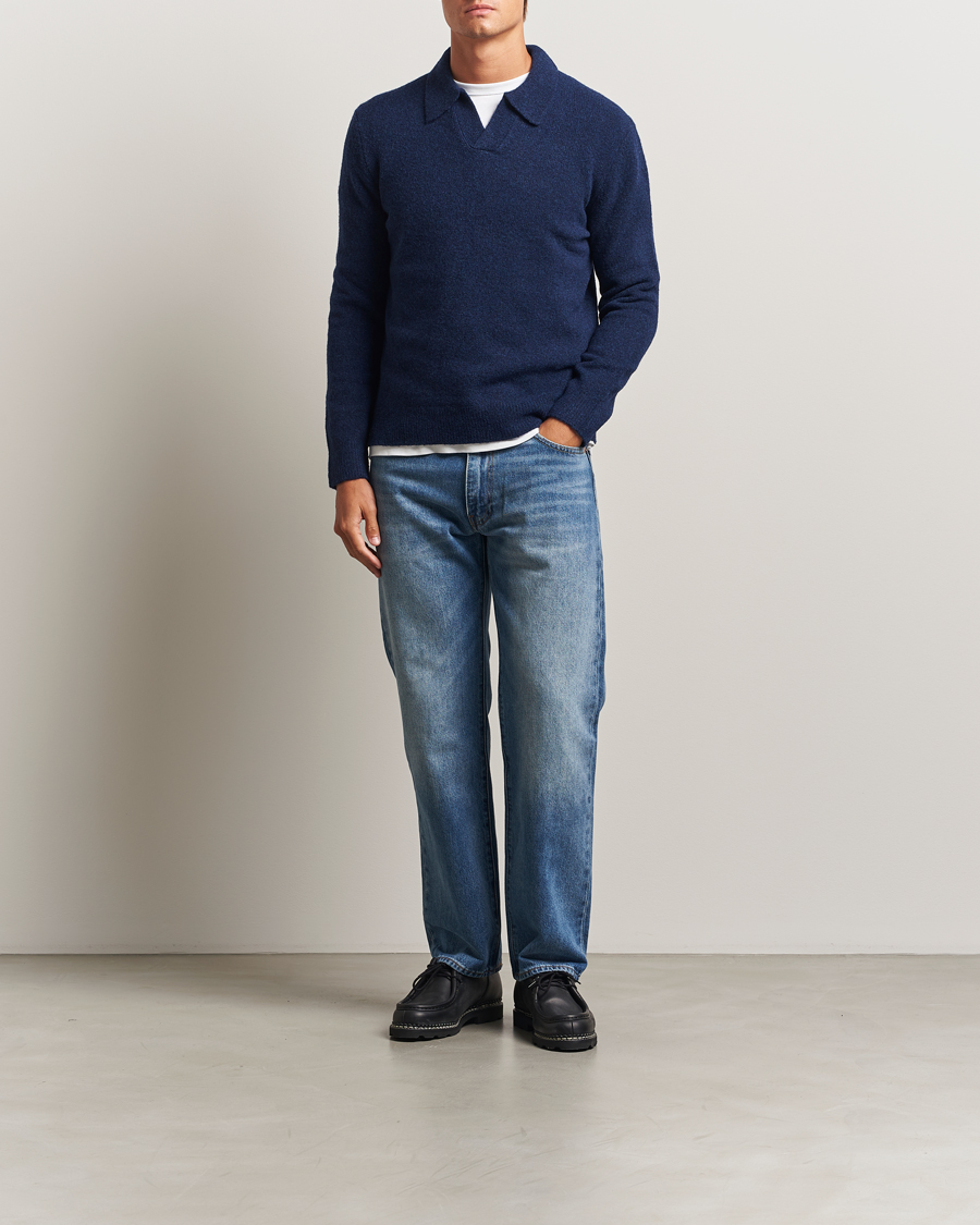 Heren | Truien | NN07 | Hope Wool Knitted Polo Navy Blue