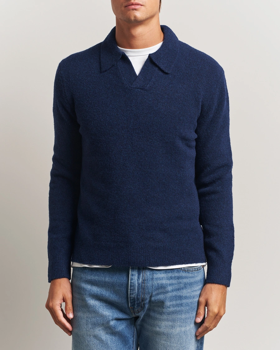 Heren | Truien | NN07 | Hope Wool Knitted Polo Navy Blue