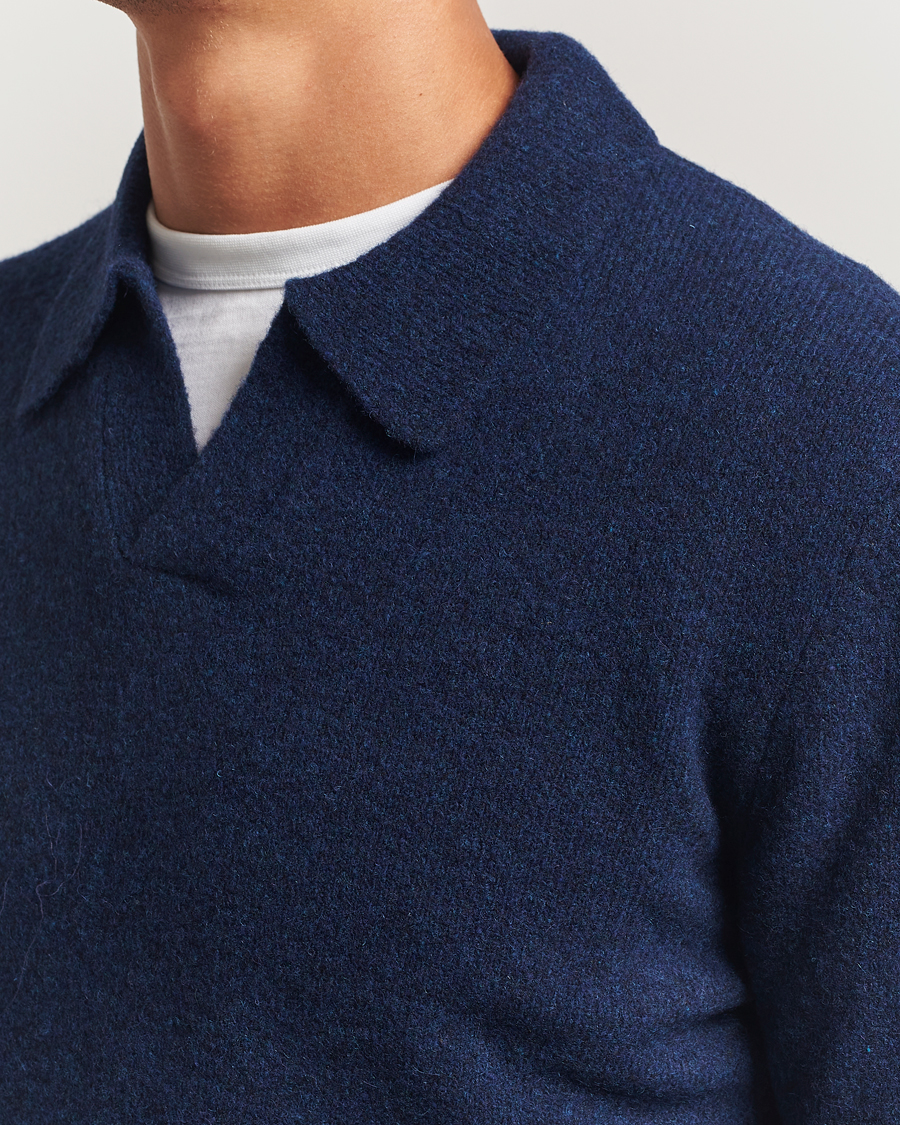 Heren | Truien | NN07 | Hope Wool Knitted Polo Navy Blue