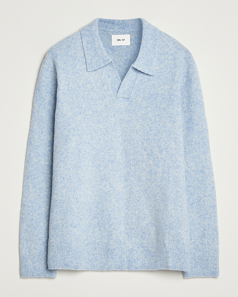 Heren | Truien | NN07 | Hope Wool Knitted Polo Cerulian Blue