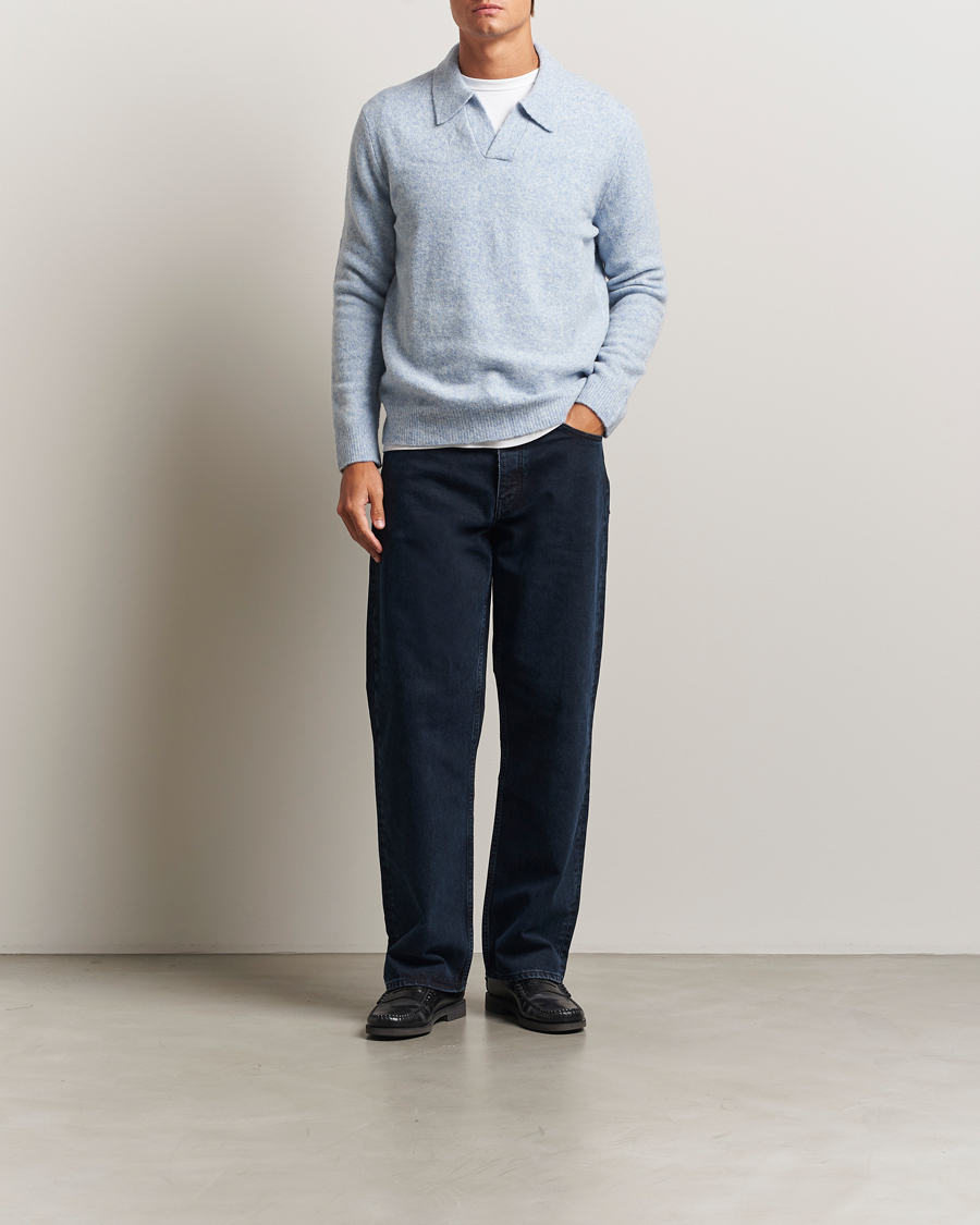 Heren | Truien | NN07 | Hope Wool Knitted Polo Cerulian Blue