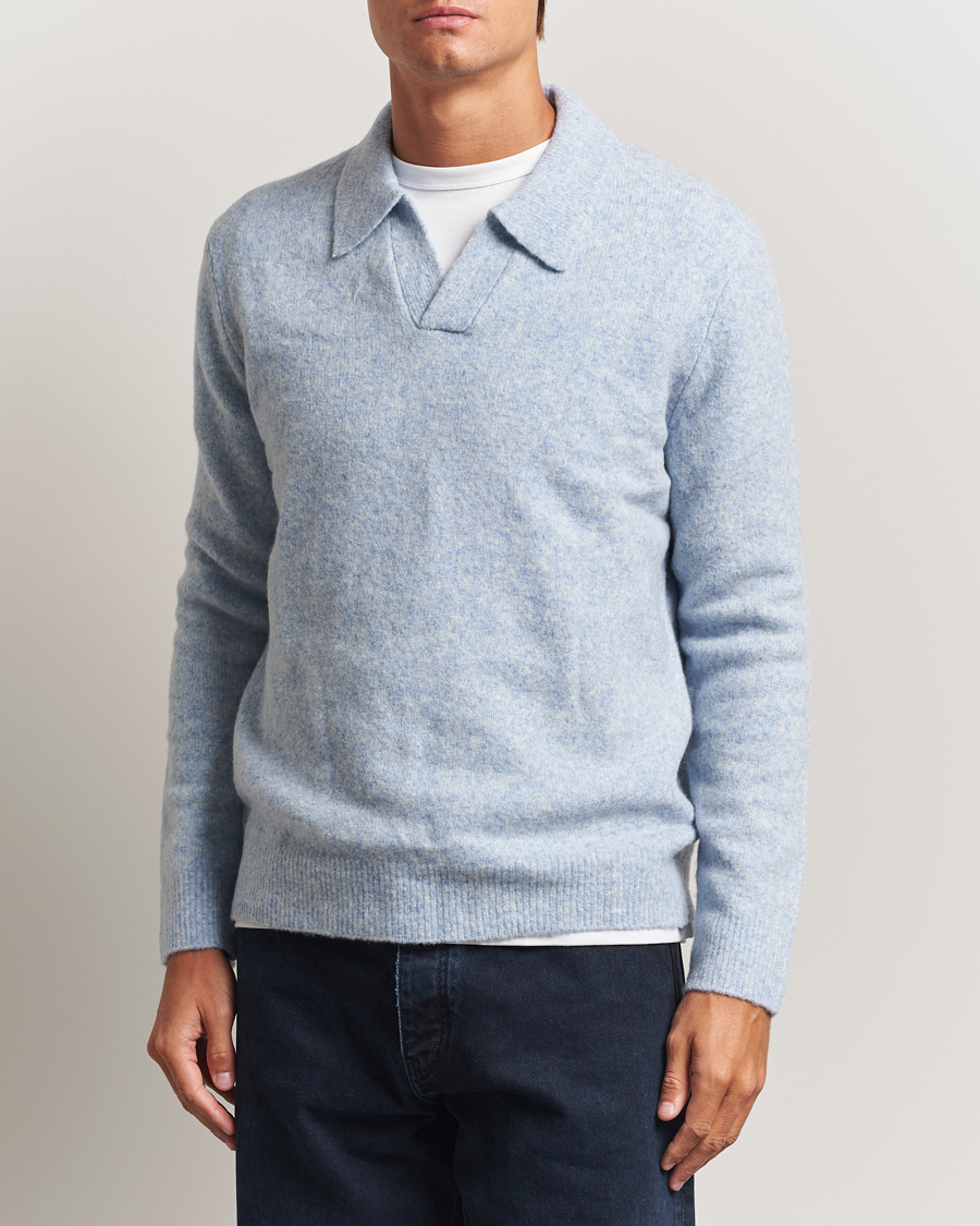 Heren | Truien | NN07 | Hope Wool Knitted Polo Cerulian Blue