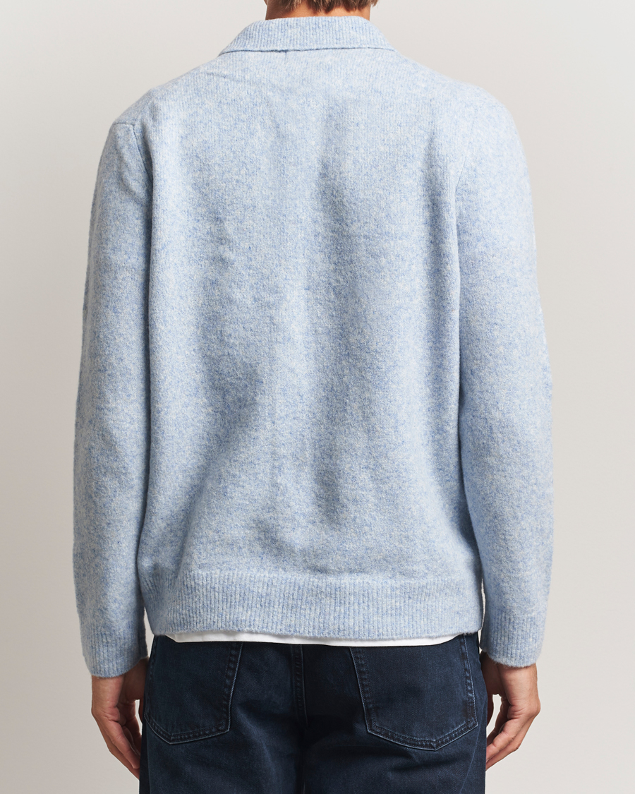 Heren | Truien | NN07 | Hope Wool Knitted Polo Cerulian Blue