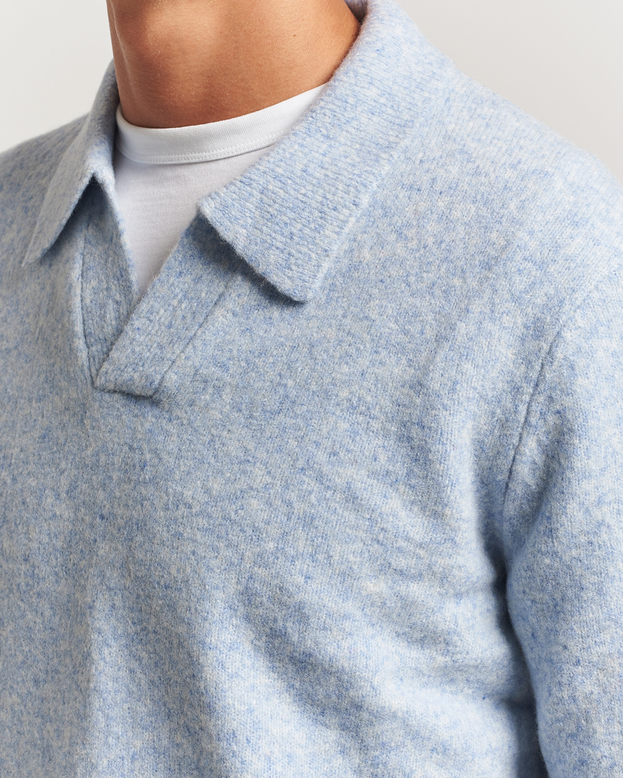 Heren | Truien | NN07 | Hope Wool Knitted Polo Cerulian Blue