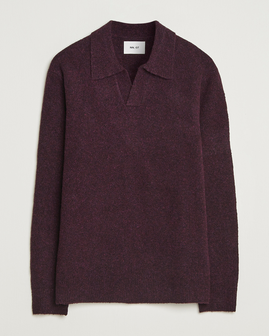 Heren | Truien | NN07 | Hope Wool Knitted Polo Wine Red