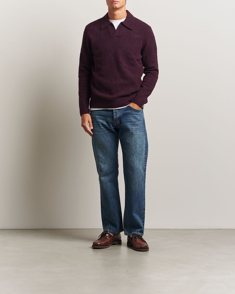 Heren | Truien | NN07 | Hope Wool Knitted Polo Wine Red