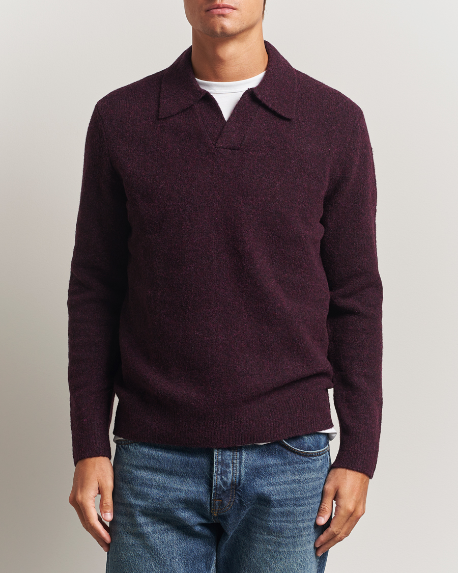 Heren | Truien | NN07 | Hope Wool Knitted Polo Wine Red