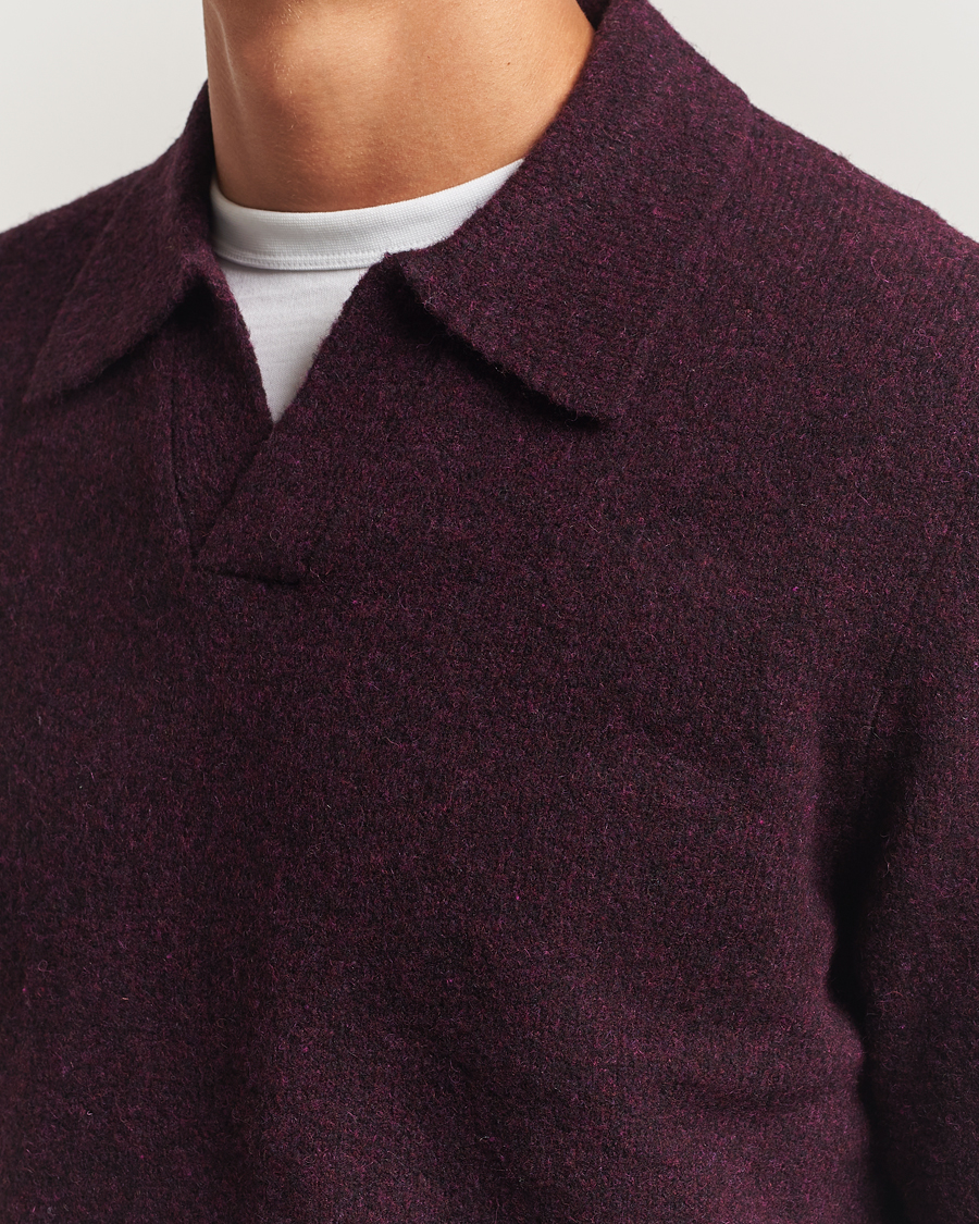 Heren | Truien | NN07 | Hope Wool Knitted Polo Wine Red