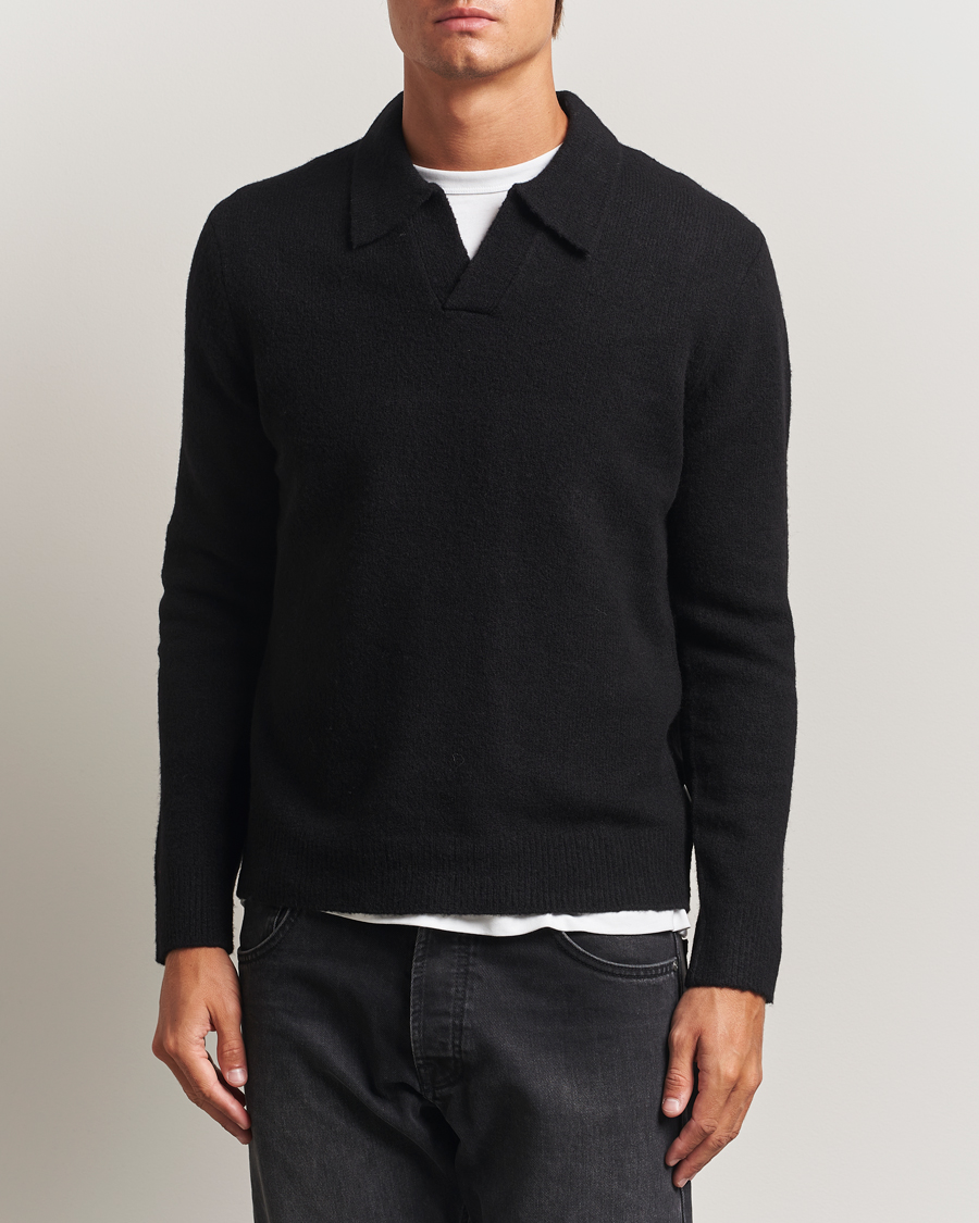 Heren | Truien | NN07 | Hope Wool Knitted Polo Black