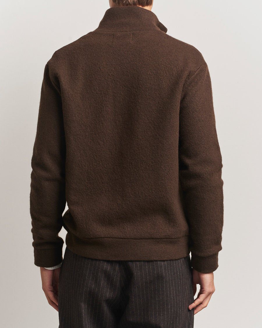 Heren | Truien | NN07 | Boiled Wool Full Zip Demitasse Brown