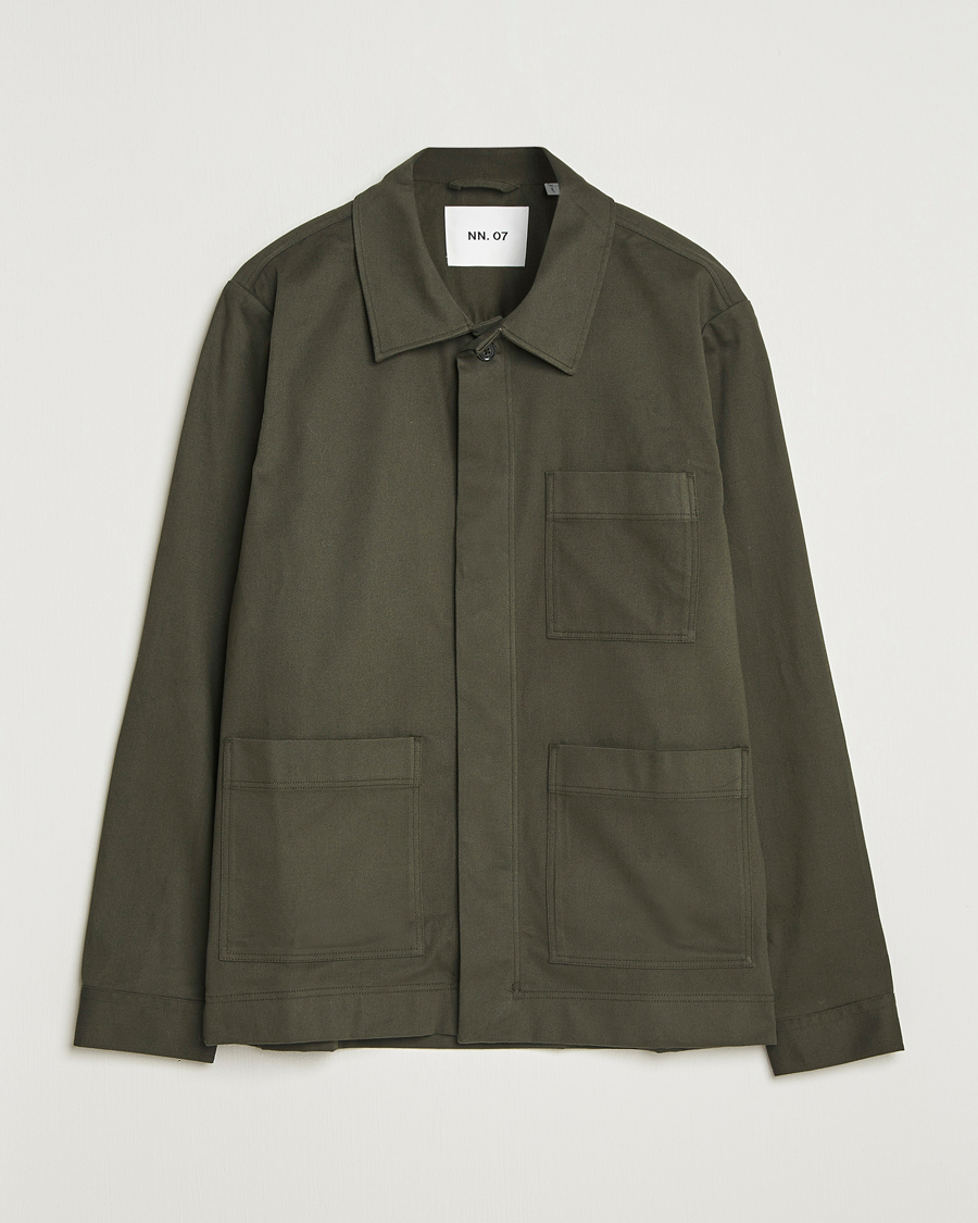 Heren | Overhemden | NN07 | Olav Cotton Overshirt Dark Army