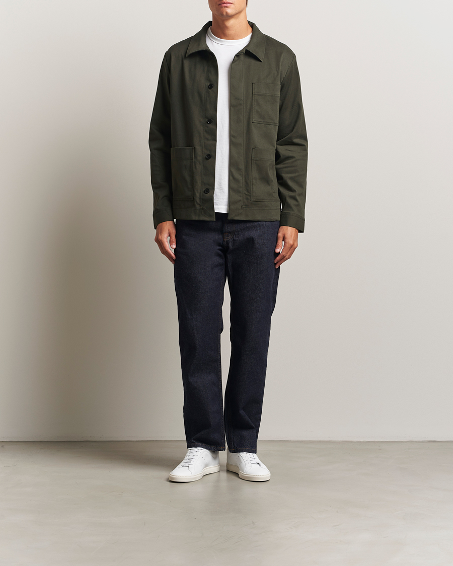 Heren | Overhemden | NN07 | Olav Cotton Overshirt Dark Army