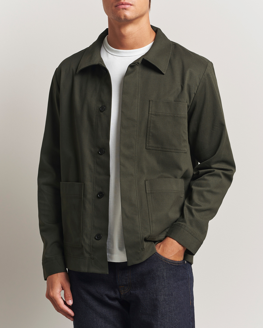 Heren | Overhemden | NN07 | Olav Cotton Overshirt Dark Army