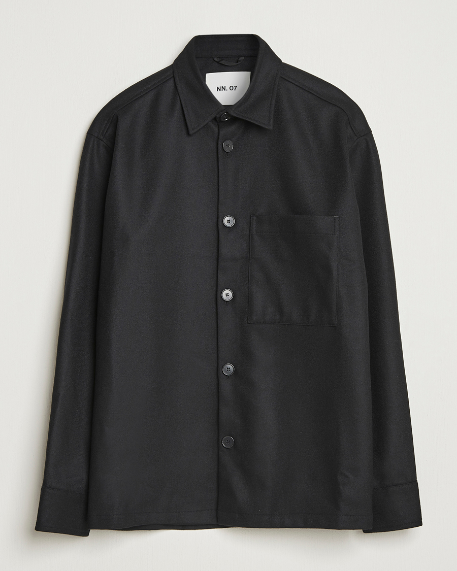 Heren | Overhemden | NN07 | Freddy Wool Overshirt Black