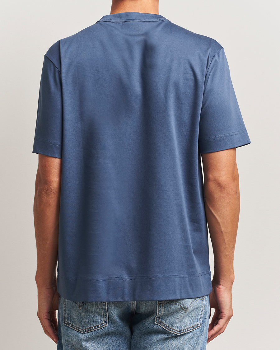Heren | T-shirts | NN07 | Pedro Mercerized Embroidered T-Shirt Denim Blue
