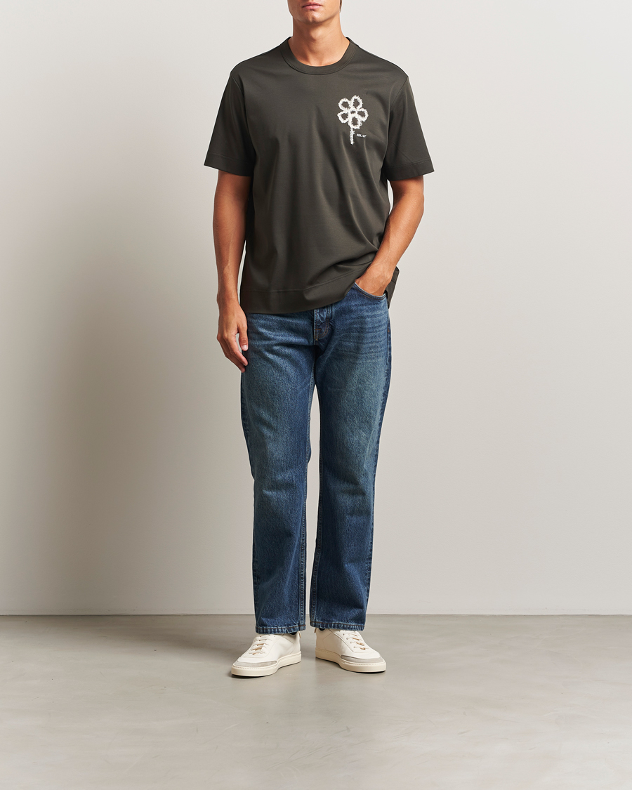 Heren | T-shirts | NN07 | Pedro Mercerized Embroidered T-Shirt Dark Army
