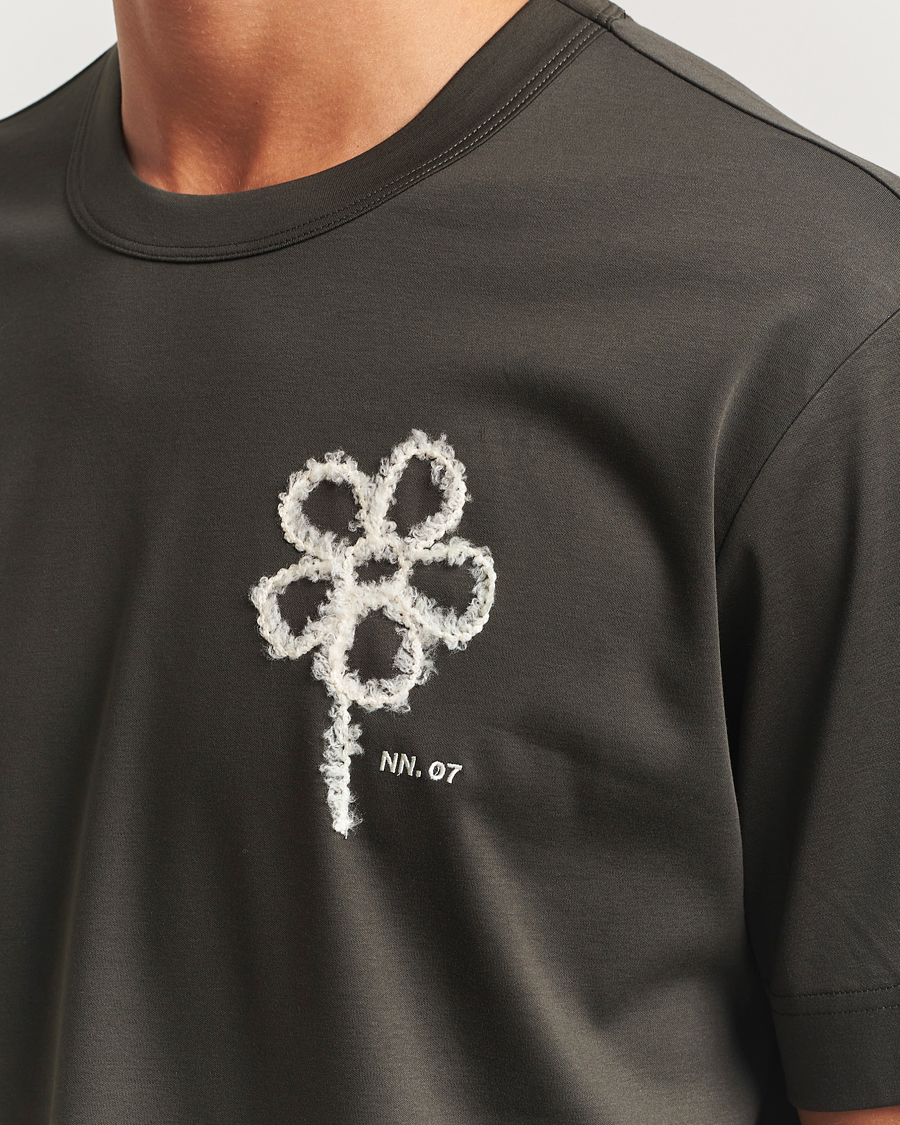 Heren | T-shirts | NN07 | Pedro Mercerized Embroidered T-Shirt Dark Army